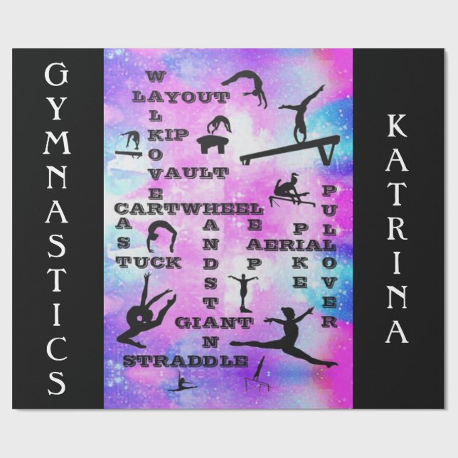 Gymnastics Skills Crosswords Custom Wrapping Paper (Flat)