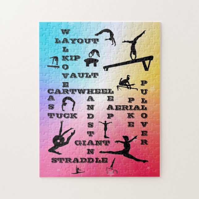 Gymnastics Skills Crosswords Rainbow Stars Jigsaw Puzzle (Vertical)