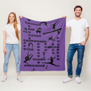 Gymnastics Skills Girls Purple Fleece Blanket