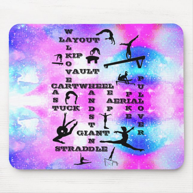 Gymnastics Skills Hologram Crossword Mousepad (Front)