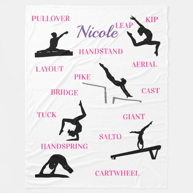 Gymnastics Skills Typography  Fleece Blanket (Front)
