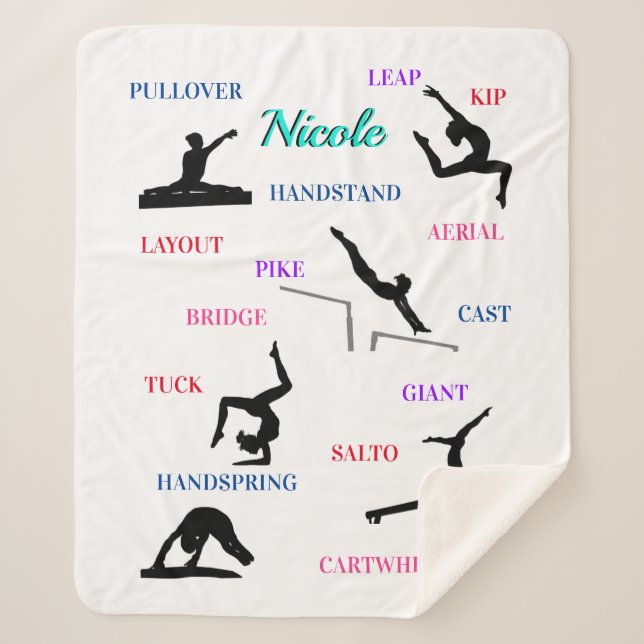 Gymnastics Skills Typography  Sherpa Blanket (Front)
