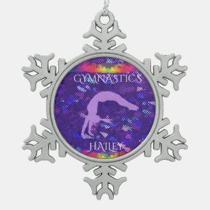 "GYMNASTICS" SNOWFLAKE ORNAMENT with custom name.