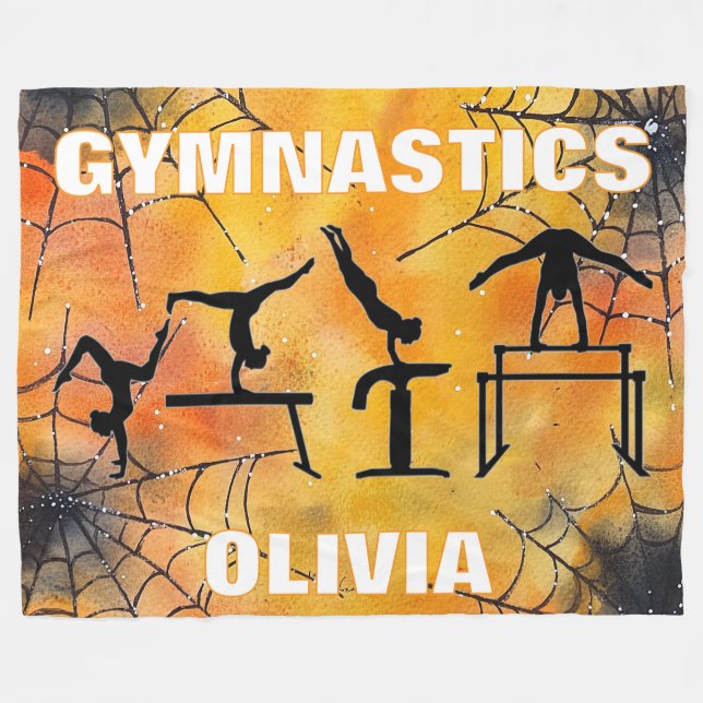 Gymnastics Spooky Spiderweb Halloween  Fleece Blanket (Front (Horizontal))