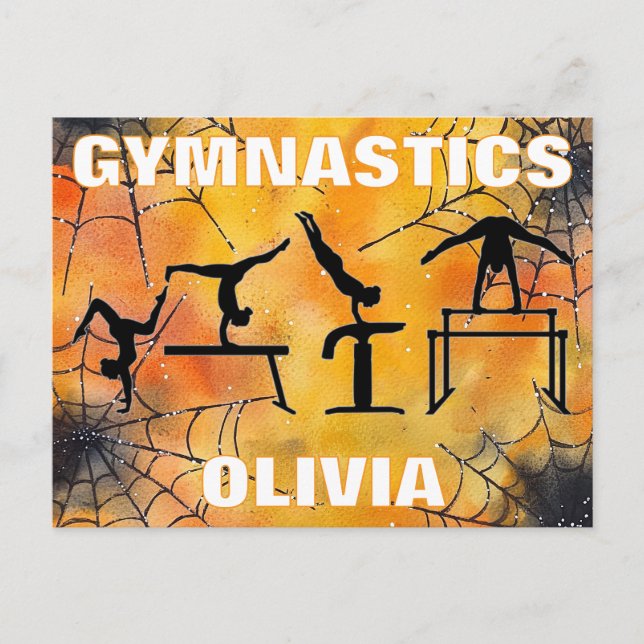 Gymnastics Spooky Spiderweb Halloween  Postcard (Front)