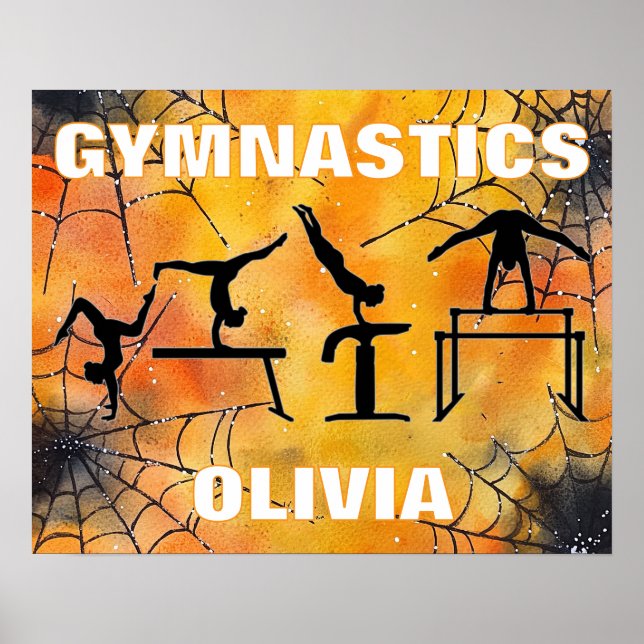 Gymnastics Spooky Spiderweb Halloween  Poster (Front)