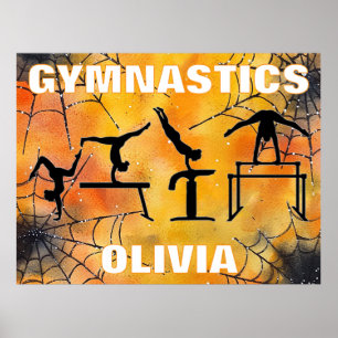 Gymnastics Spooky Spiderweb Halloween  Poster