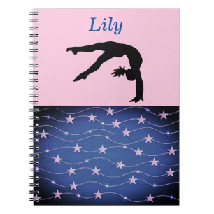 Gymnastics Stars Pink and Blue Personalised Notebook