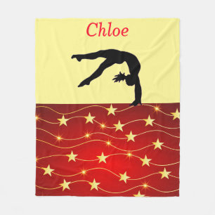 Gymnastics Stars Yellow and Red Fleece Blanket