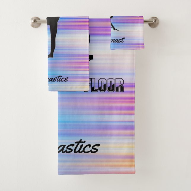 Gymnastics Stripes 3-Piece Towel Set w / Her Name! (Insitu)