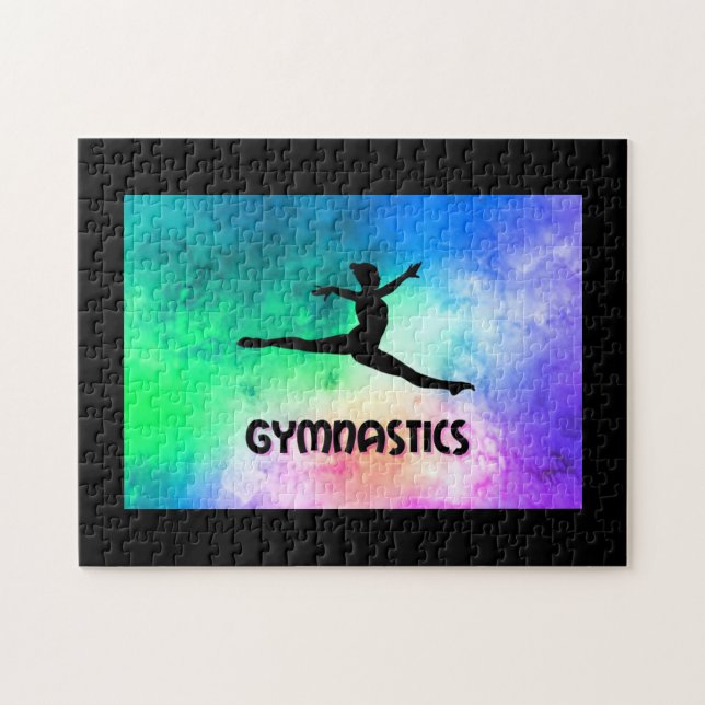 Gymnastics Switch Leap Watercolor Jigsaw Puzzle (Horizontal)