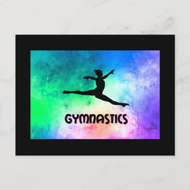 Gymnastics Switch Leap Watercolor Postcard (Front)