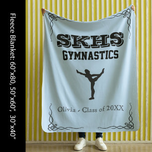 Gymnastics Team Black Text Fleece Large Blanket