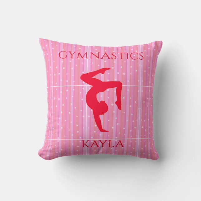 Gymnastics throw pillow.  Personalised name. Cushion (Front)