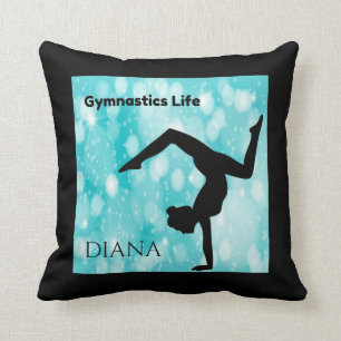 Gymnastics throw pillow, personalised name. cushion
