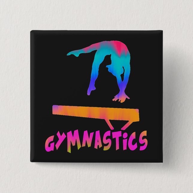Gymnastics Tropical Tie-Dye Balance Beam   15 Cm Square Badge (Front)