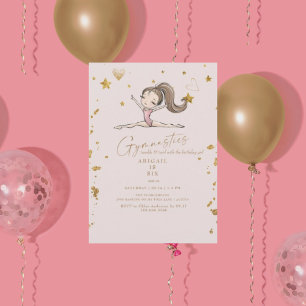 Gymnastics Tumble & Twirl Birthday Party II Invitation