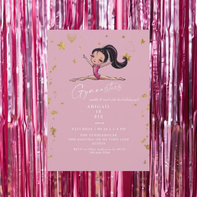 Gymnastics Tumble & Twirl Pink Birthday Party  Invitation (Creator Uploaded)