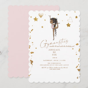 Gymnastics Tumbling Pink Scalloped Birthday Party Invitation