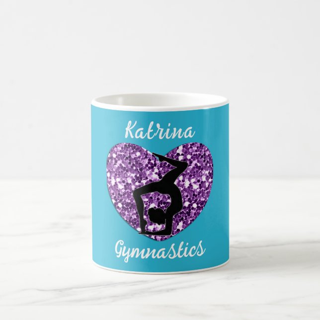 Gymnastics Turquoise and Purple Personalised  Coffee Mug (Center)