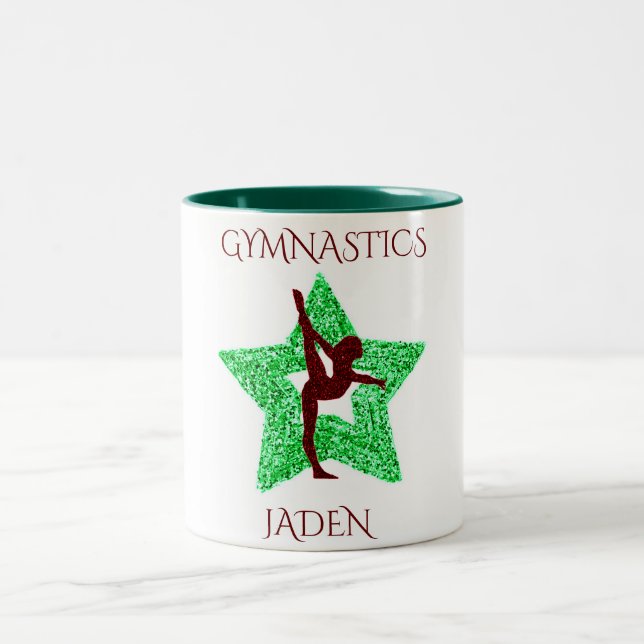 Gymnastics two toned personalised coffee mug. Two-Tone coffee mug (Center)