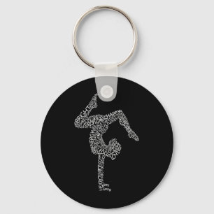 Gymnastics Typography Funny Gymnast Handstand Wome Key Ring