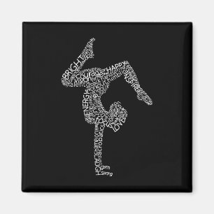 Gymnastics Typography Funny Gymnast Handstand Wome Magnet