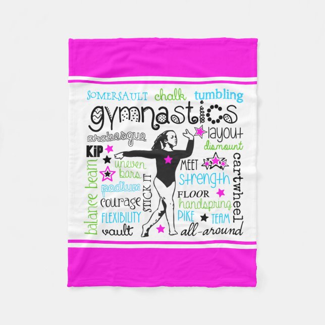 Gymnastics Typography Version 2 Fleece Blanket (Front)