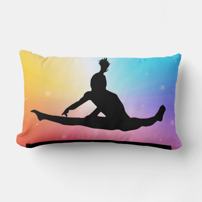 Gymnastics Uneven Bars Rainbow Stars Personalised Lumbar Cushion (Front)