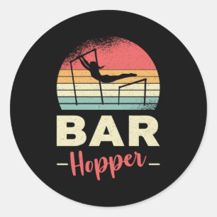 Gymnastics Unven Bar Hopper Acrobat Retro Gymnast Classic Round Sticker