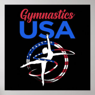 Gymnastics USA Flag Gymnast Gymnastic Sports Lover Poster