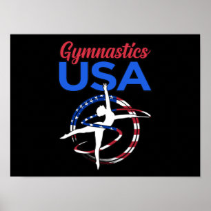 Gymnastics USA Flag Gymnast Gymnastic Sports Lover Poster