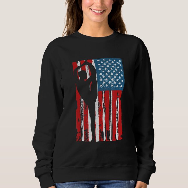 Gymnastics Usa Flag Gymnast Mum Dad Parent Us Gymn Sweatshirt (Front)