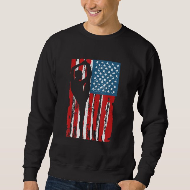 Gymnastics Usa Flag Gymnast Mum Dad Parent Us Gymn Sweatshirt (Front)
