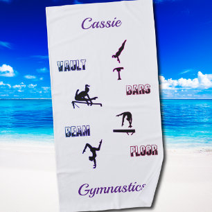 Gymnastics Vault, Bars, Beam, Floor Beach Towel