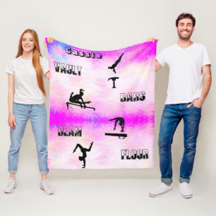 Gymnastics Vault, Bars, Beam, Floor Fleece Blanket