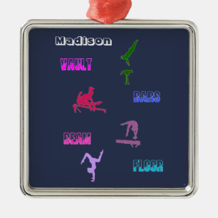 Gymnastics Vault, Bars, Beam, Floor Metal Ornament