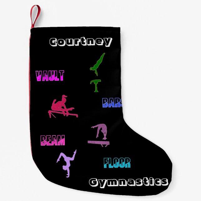 Gymnastics Vault, Bars, Beam, Floor Small Christmas Stocking (Front)
