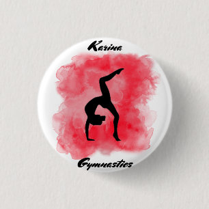 Gymnastics Watercolor Splash Personalised 3 Cm Round Badge