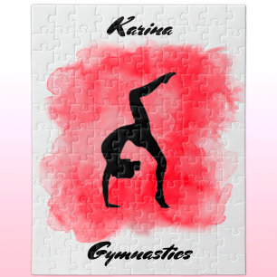 Gymnastics Watercolor Splash Personalised Jigsaw Puzzle