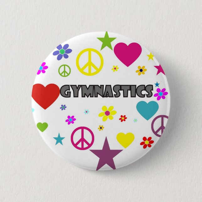 Gymnastics with Mixed Graphics 6 Cm Round Badge (Front)