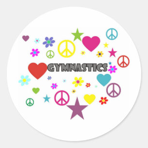 Gymnastics with Mixed Graphics Classic Round Sticker
