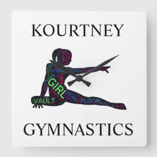 Gymnastics Word Art Acrylic Wall Clock