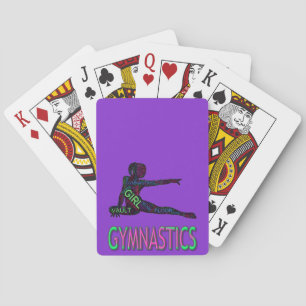 Gymnastics Word Art Purple Classic Playing Cards