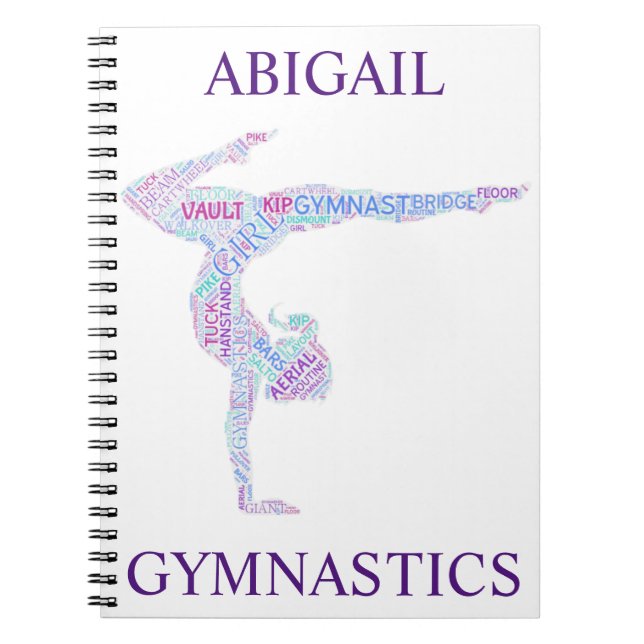 Gymnastics Word Art Spiral Notebook (Front)