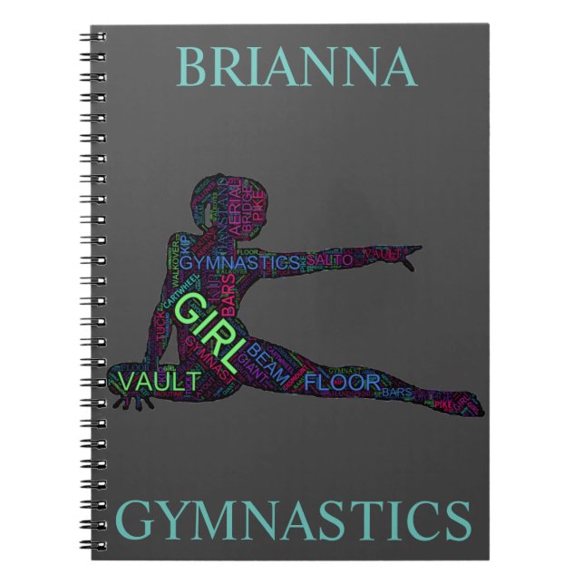 Gymnastics Word Art Spiral Notebook (Front)