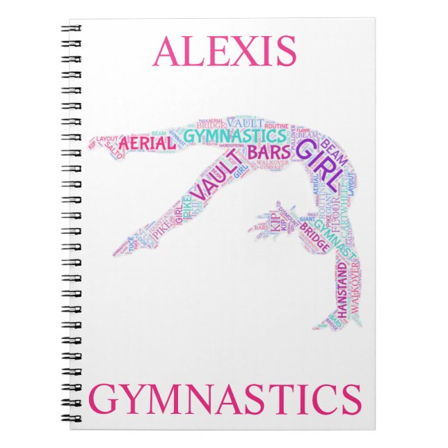 Gymnastics Word Art Spiral Notebook (Front)
