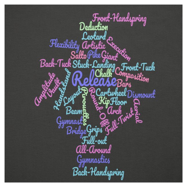 Gymnastics Word Cloud Fabric (Swatch)