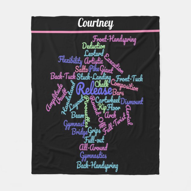 Gymnastics Word Cloud Fleece Blanket (Front)