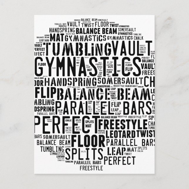 Gymnastics Word Cloud Postcard (Front)